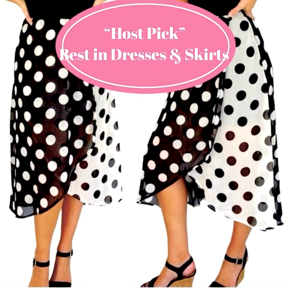 Sienna Sky Black & White Polka-Dot Chiffon Faux Wrap Long Skirt Size Small NWOT